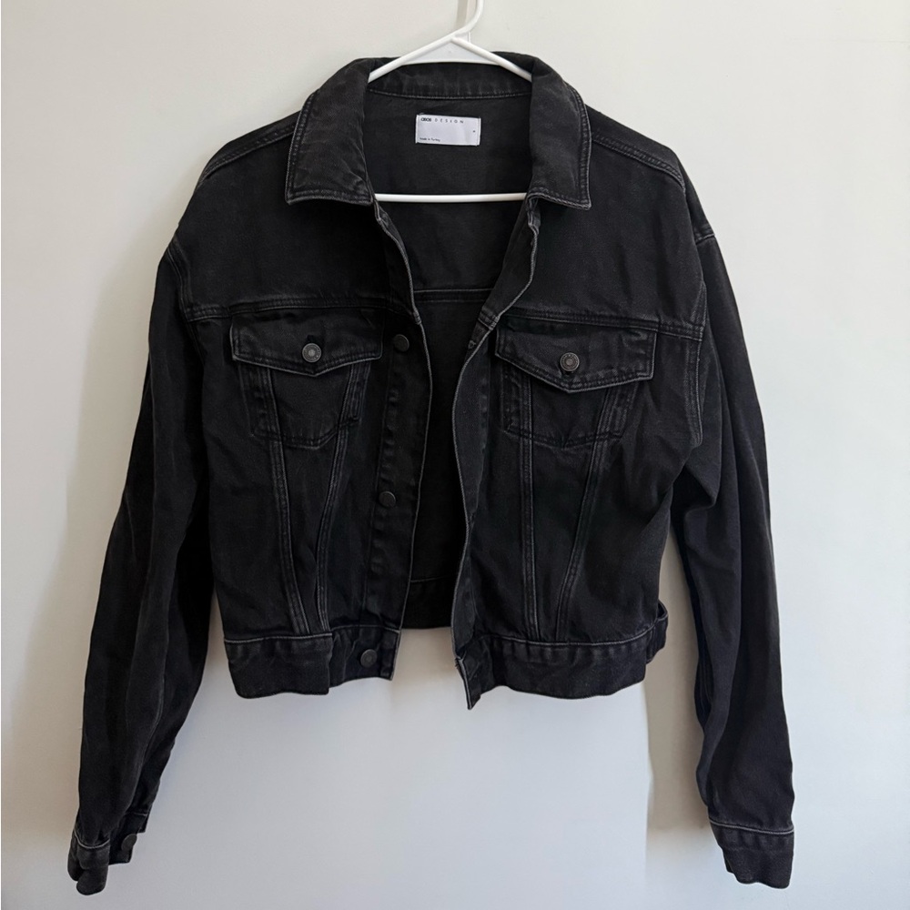 ASOS Design Black Denim Cropped Jacket - Size S